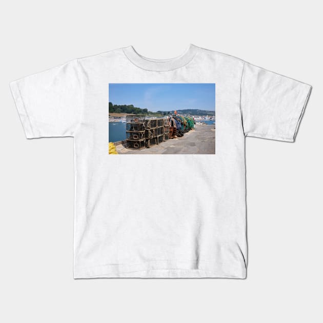 Lobster Pots on The Cobb, Lyme Regis, Dorset Kids T-Shirt by GrahamPrentice